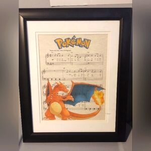 Framed Pokémon Charizard Sheet Music Art